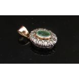 An emerald and diamond pendant, 2cm drop, 2.