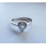 A platinum set heart shaped diamond solitaire ring 1.5ct approx. Size P, 5.