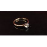 A gold diamond solitaire ring, marks rubbed, .20ct diamond approx. Size H/I, 1.