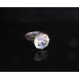An 18ct gold ring set with a large white zircon. Size M, 5.