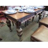 A Victorian dark oak centre table of rectangular form,