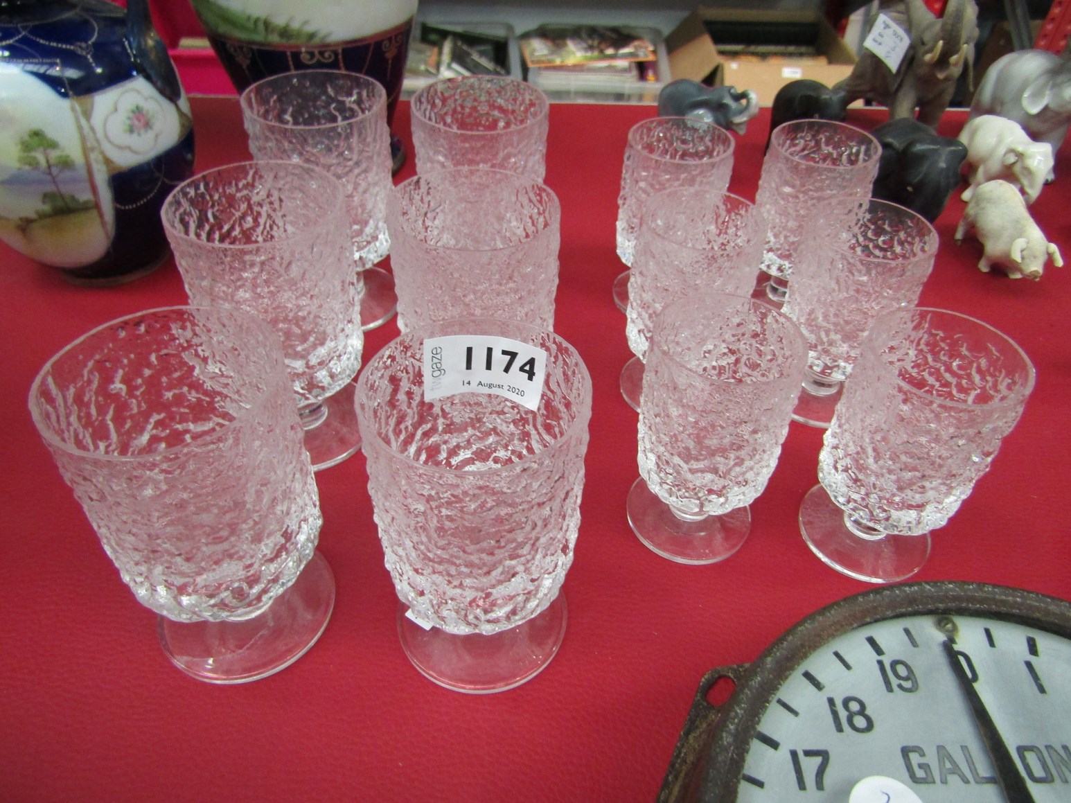 Two sets of six Whitefriars Glacier range sherry and wine glasses
