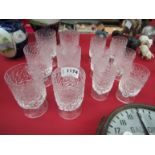 Two sets of six Whitefriars Glacier range sherry and wine glasses