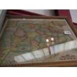 A Map of Norfolk by Saxton engraved by William Kip from Camdens Britannia 1607 framed and glazed