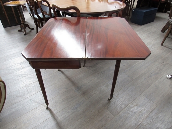 A Regency mahogany card table with canted corners, 74cm tall, 89. - Image 3 of 3