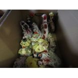 A box of miscellaneous including 19th Century and later porcelain figures including Staffordshire