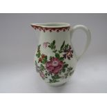 WITHDRAWN - A Lowestoft porcelain polychrome "Thomas Rose" pattern baluster milk jug. 11.5cm tall.