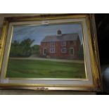 An oil painting of Corner Cottages,