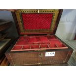 A sewing box with fitted interior with various contents to include pen knife,