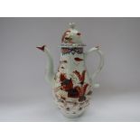 WITHDRAWN - A Lowestoft porcelain polychrome "Doll's House Fern" pattern coffee pot of baluster