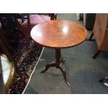 A burr walnut tripod table, 45.