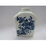 WITHDRAWN - A Lowestoft porcelain blue and white "Zig-zag Fence" pattern tea caddy