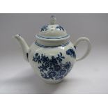 WITHDRAWN - A Lowestoft porcelain blue and white miniature teapot and lid print-decorated