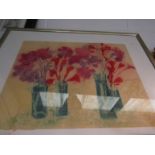 JENNY DEVEREUX (XX) A framed and glazed limited edition print 'Four Vases of Flowers'.