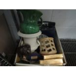 A box containing miscellaneous ceramics including Royal Doulton collectors plates,