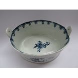 WITHDRAWN - A Lowestoft porcelain blue and white painted oval butter tub
