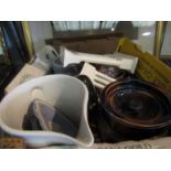 A box containing assorted china ware including Wegdwood,