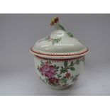 WITHDRAWN - A Lowestoft porcelain polychrome "Thomas Rose" pattern sucrier and lid with flower knop.