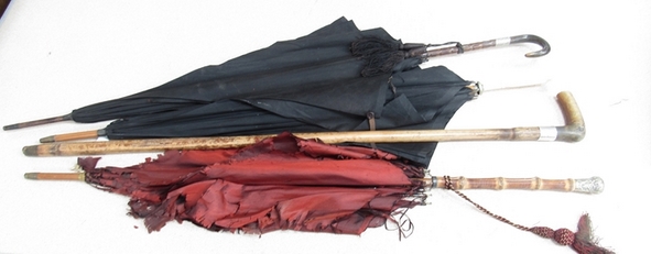 Three Victorian umbrellas a/f, with horn,
