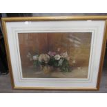 GEORGE STRATON FERRIER; Watercolour of a bowl of flowers, signed lower left, framed and glazed.