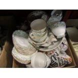 Mixed table china including part tea and coffee services by Colclough, Vale and Johnson Bros.