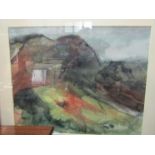 A late 20th Century framed and glazed watercolour, mountainous landscapes.
