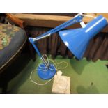 An anglepoise blue painted metal lamp