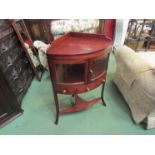 A 19th Century mahogany bow front corner washstand the two glazed doors over a single central