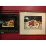 Billy Showell (XX): Two framed oil still lives of fruit and flora, both signed 23cm x 18.5cm and 38.