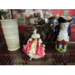 A Royal Doulton figurine "Southern Belle", Brannam pottery vase,