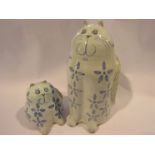 Two Burnham Pottery Norfolk hand painted earthenware cats, signed to bases,