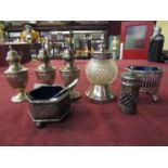 Mixed silver items including pepper grinder,