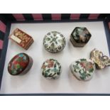 Seven cloisonné trinket/pill boxes