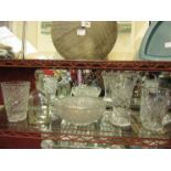 A selection of cut glass and crystal including vases and bowls