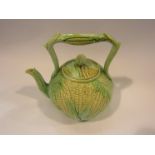 A Victorian Majolica corn teapot