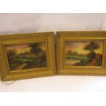 Two early 20th Century gilt framed oils depicting rural landscapes, 14.