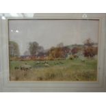 WALTER BOTHAMS (1850-1914): A framed and glazed watercolour scene of Northamptonshire landscape,