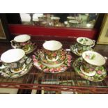 A Royal Albert "Provincial Flowers" part teaset including five cups and saucers and a large plate