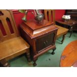 A Victorian mahogany music cabinet with gadrooned edge and carved cabriole legs, top a/f,
