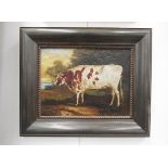 An early 19th Century oil on canvas depicting a prize bull,