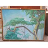 ROSALIE DE MERIC (1916-1999): A framed oil on canvas "Tree Tops". Signed bottom left.