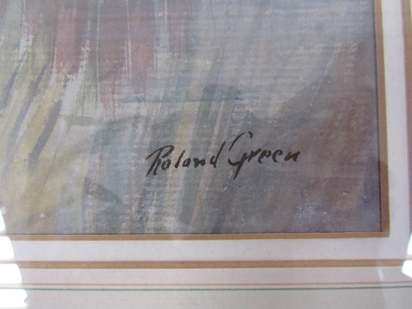 ROLAND GREEN: (1896-1972) A framed and glazed watercolour and bodycolour of Grey Heron in flight 23 - Image 3 of 4