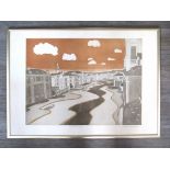 JOHN BRUNSDON (1933-2014) A framed and glazed etching - roof tops, trial proof, pencil signed,