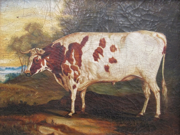 An early 19th Century oil on canvas depicting a prize bull, - Image 2 of 4