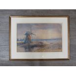 S W LITTLEWOOD (XIX/XX) A framed and glazed watercolour of a Broads Windmill.