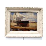 WILLIAM A CUTHBERTSON (XIX - XX) An oil on panel of a moored boat Valencia 1917,