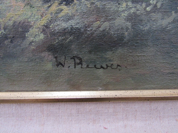 W. REEVES (XX) 20th Century British Heath Land with trees to background, oil on canvas, gilt frame. - Image 3 of 3