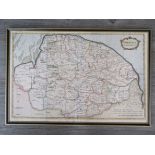 A framed and glazed map of Norfolk by Robert Marden, 38.