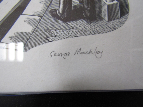 GEORGE MACKLEY (1900-1983) A framed and glazed limited edition woodcut print titled 'In Dock'. - Image 3 of 5