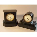 Two late 19th Century black slate French mantel clocks including Japy Freres,